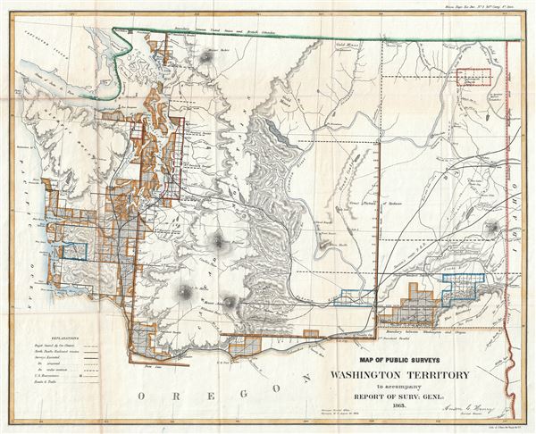 Map of Public Surveys Washington Territory to accompany Report of Surv: Genl: 1863. - Main View