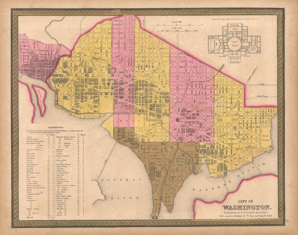 1848 Mitchell Map of Washington D.C. w/ Georgetown