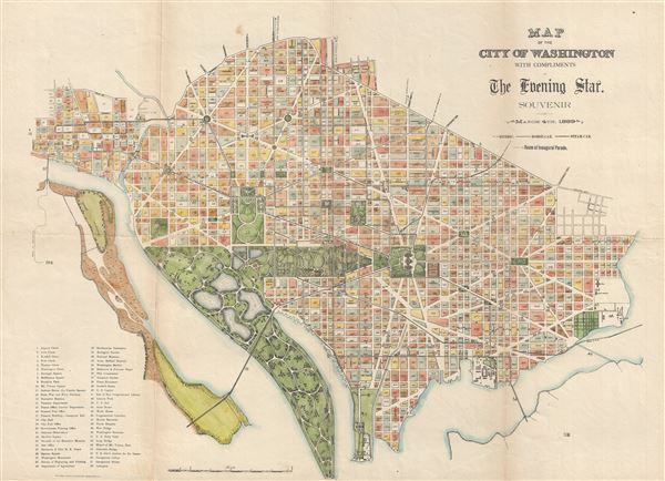 Map of the City of Washington with compliments of The Evening Star. Souvenir of March 4th, 1889. - Main View