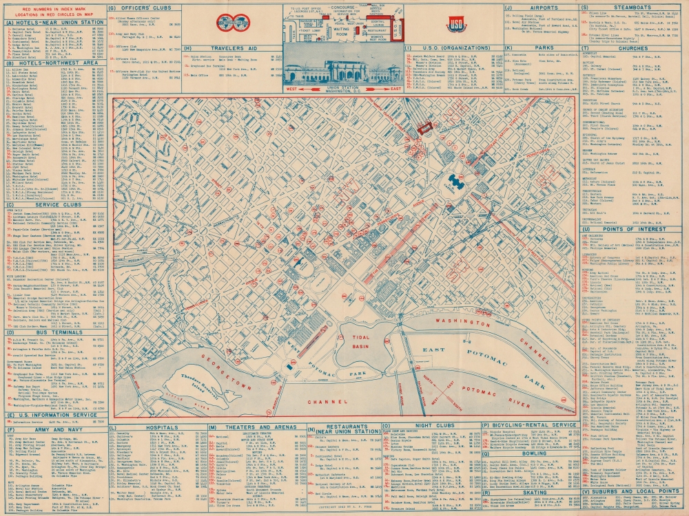 Information Map and Guide Washington, D.C. and Environs for Service Men and Women and War Workers. - Main View