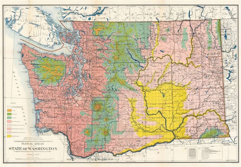 1906 Piper Map of Washington State Floral Areas