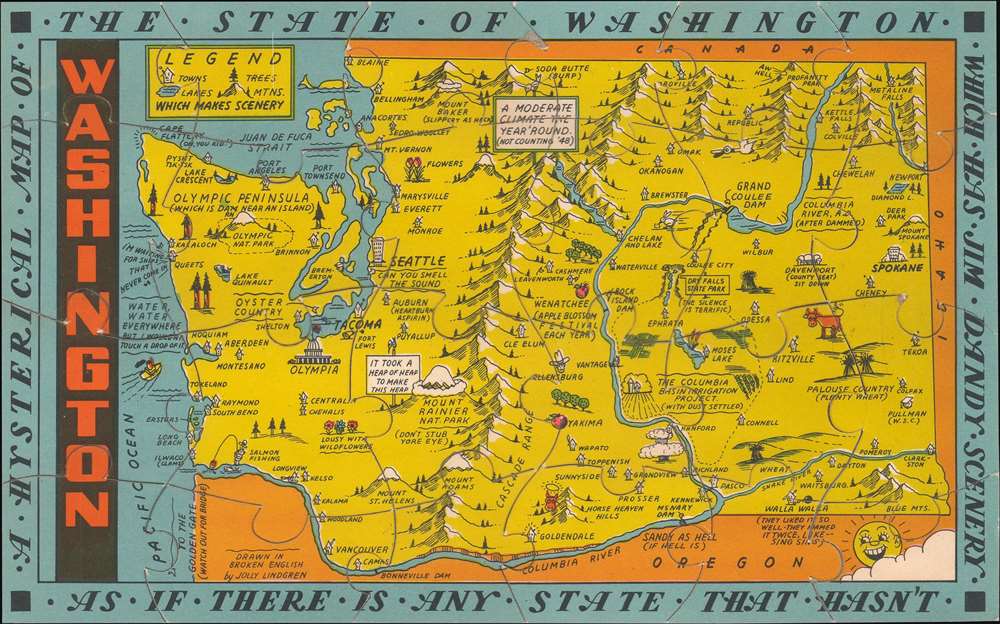 A Hysterical Map of the State of Washington Which Has Jim Dandy Scenery as if There is Any State That Hasn't. - Main View