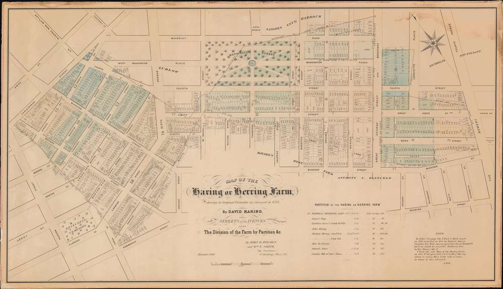 Map of the Haring or Herring Farm, showing its Original Perimeter as surveyed in 1784 by David Haring with the Streets and Avenues accurately laid down, also the Division of the Farm by Partition and c. - Main View