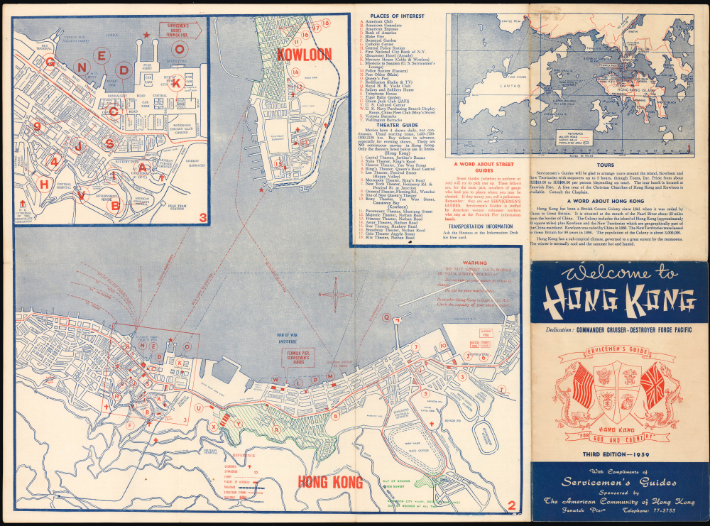 1959 Metropole Press City Map of Plan of Hong Kong