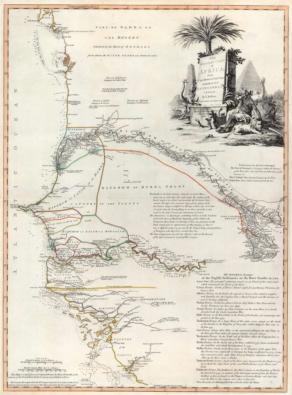 The Western Coast of Africa from Cape Blanco to Cape Vigo, Exhibiting Senegambia Proper by T. Jefferys, Geographer to His Majesty. - Main View