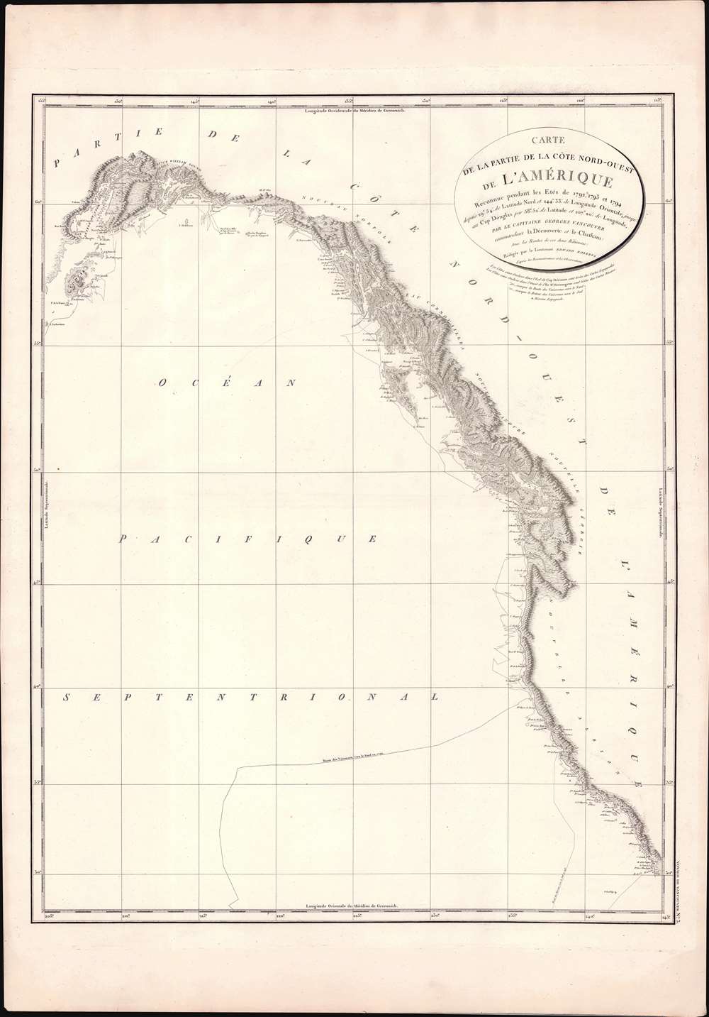 Carte de la Partie de la Cote Nord-Ouest de L'Amerique Reconnue pendant Etes de 1792, 1793, et 1794. - Main View