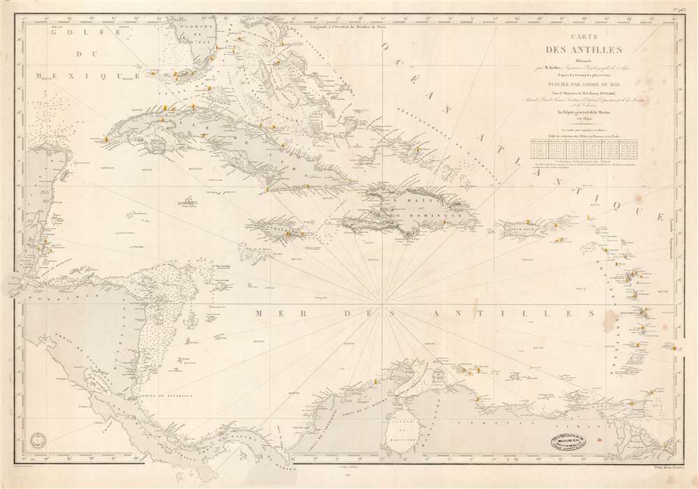 Carte des Antilles Dressée par M. Keller, Ingénieur Hydrographe de 2e Classe, d'après les travaus les plus récents. - Main View