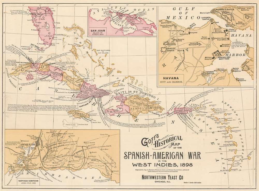 Goff's Historical Map of the Spanish-American War in the West Indies, 1898. - Main View
