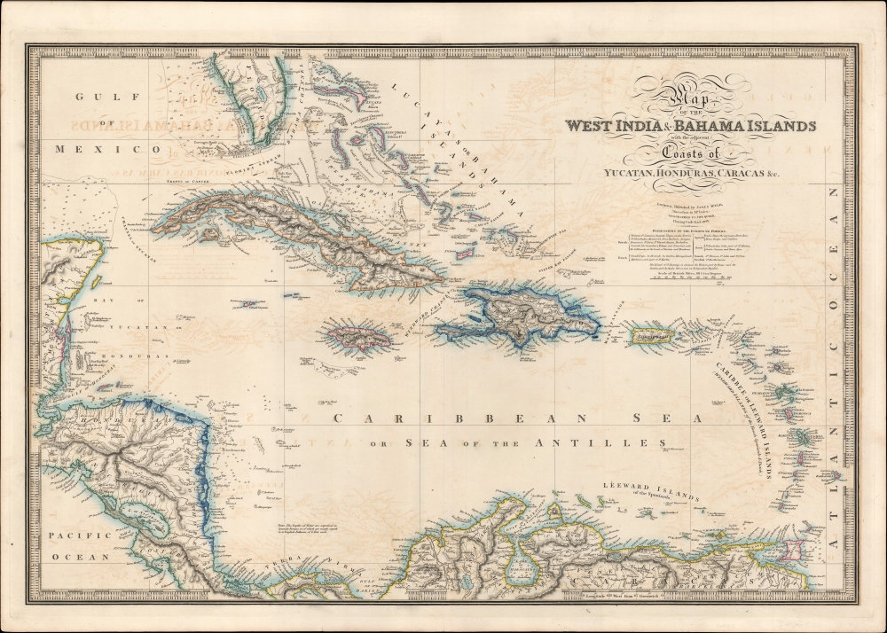 Map of the West India and Bahama Islands with the adjacent Coasts of Yucatan, Honduras, Caracas etc. - Main View