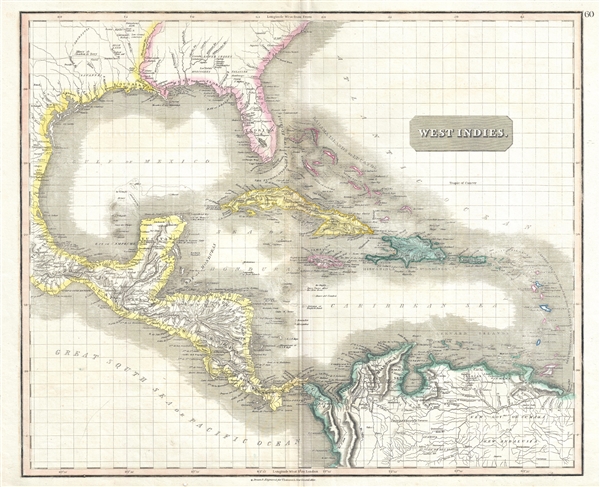 1814 Thomson Map of the West Indies and Central America