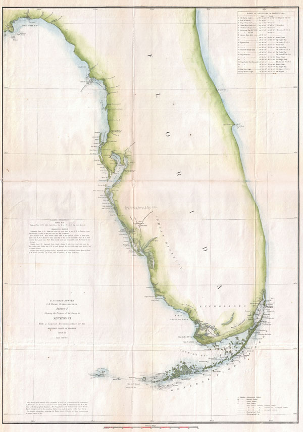 U.S. Coast Survey. A. D. Bache Superintendent. Sketch F Showing  the Progress of the Survey in Section VI. With a General Reconnaissance of the Western Coast of Florida 1848-52. - Main View