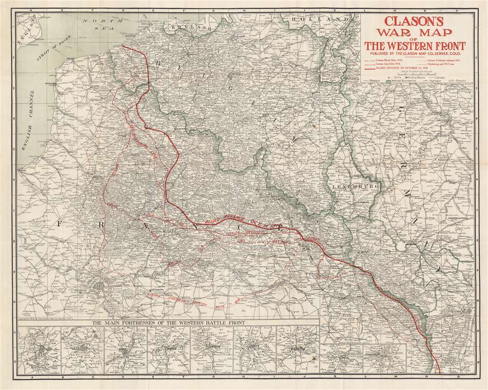 Clason's War Map of the Western Front. - Main View