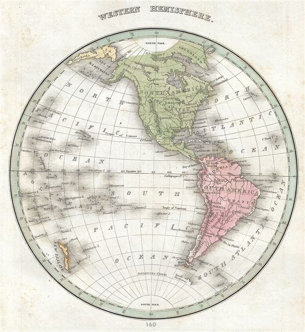 1835 Bradford Map of the Western Hemisphere (North America, South America)