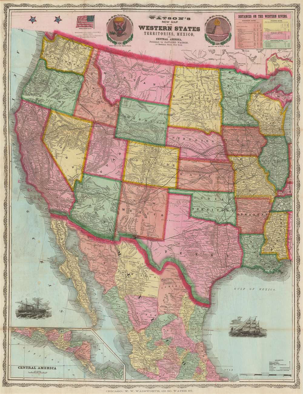 Watson's New Map of the Western States Territories, Mexico and Central America. - Main View