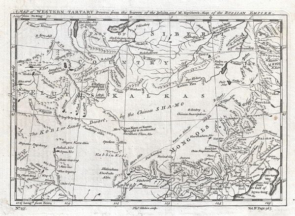 A Map of Western Tartary Drawn from the Survey of the Jesuits and Mr. Kyrillow's Map of the Russian Empire. - Main View