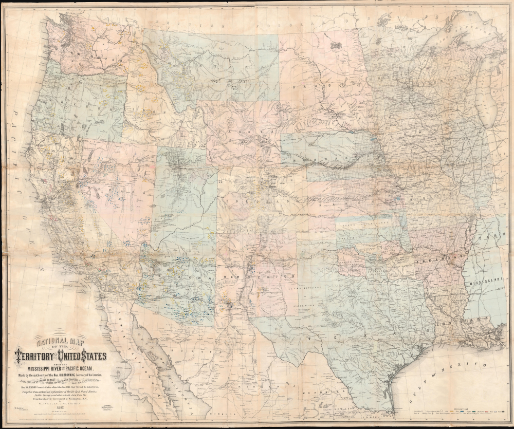 1867 Keeler Map of the Western United States (Minerals and Reservations)