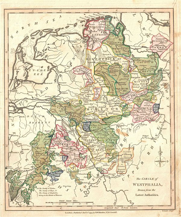 1794 Wilkinson Map of Westphalia, Germany