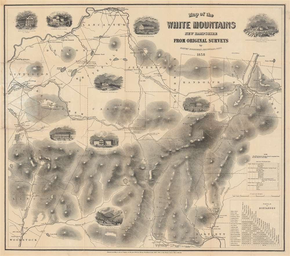 Map of the White Mountains New Hampshire from Original Surveys. - Main View