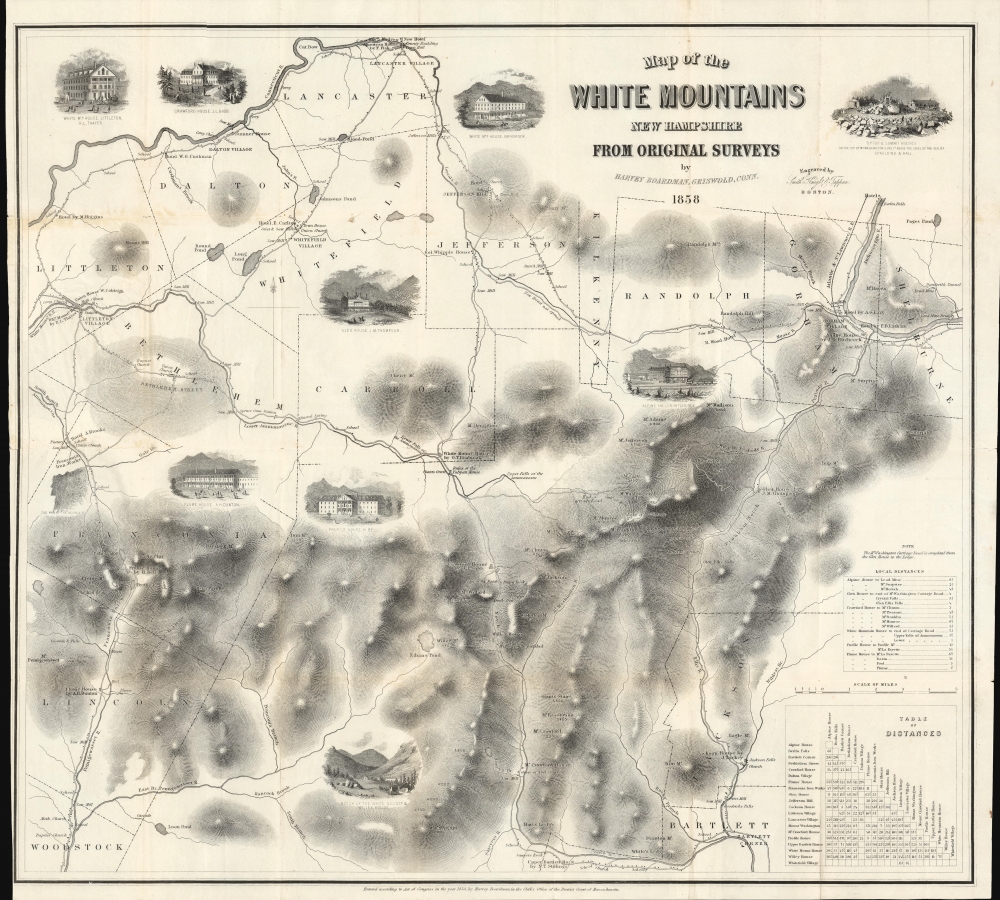 Map of the White Mountains New Hampshire from Original Surveys. - Main View