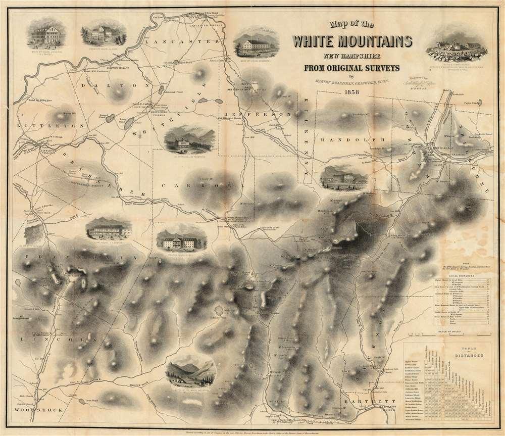 Map of the White Mountains New Hampshire from Original Surveys. - Main View