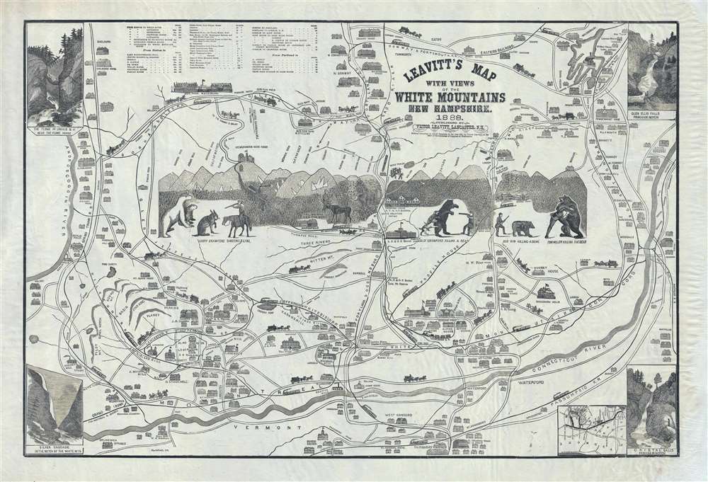 Leavitt's Map with Views of the White Mountains, New Hampshire. - Main View