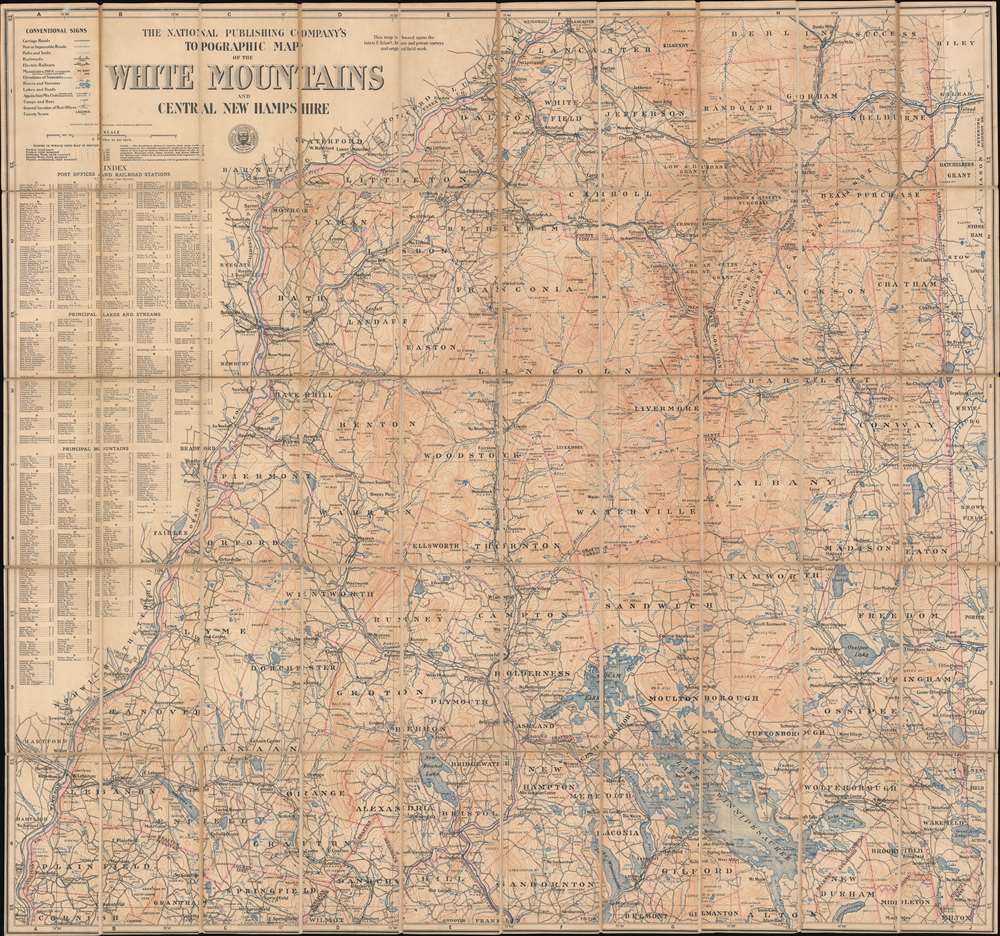 The National Publishing Company's Topographic Map of the White Mountains and Central New Hampshire. - Main View