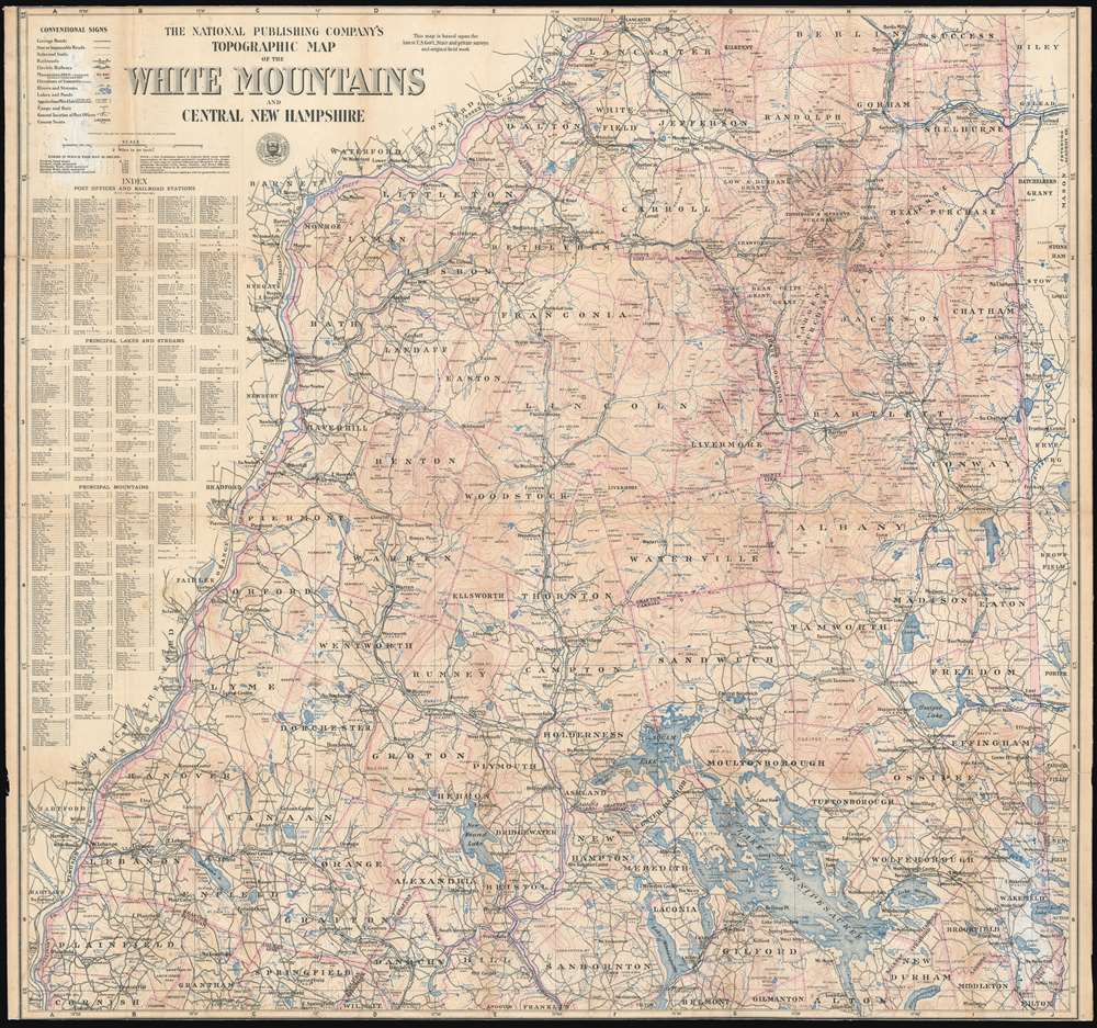 The National Publishing Company's Topographic Map of the White Mountains and Central New Hampshire. - Main View