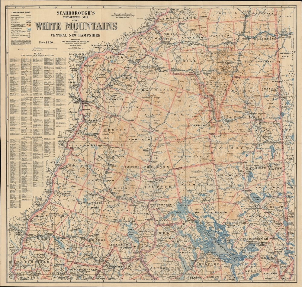 Scarborough's Topographic Map of the White Mountains and Central New Hampshire. - Main View