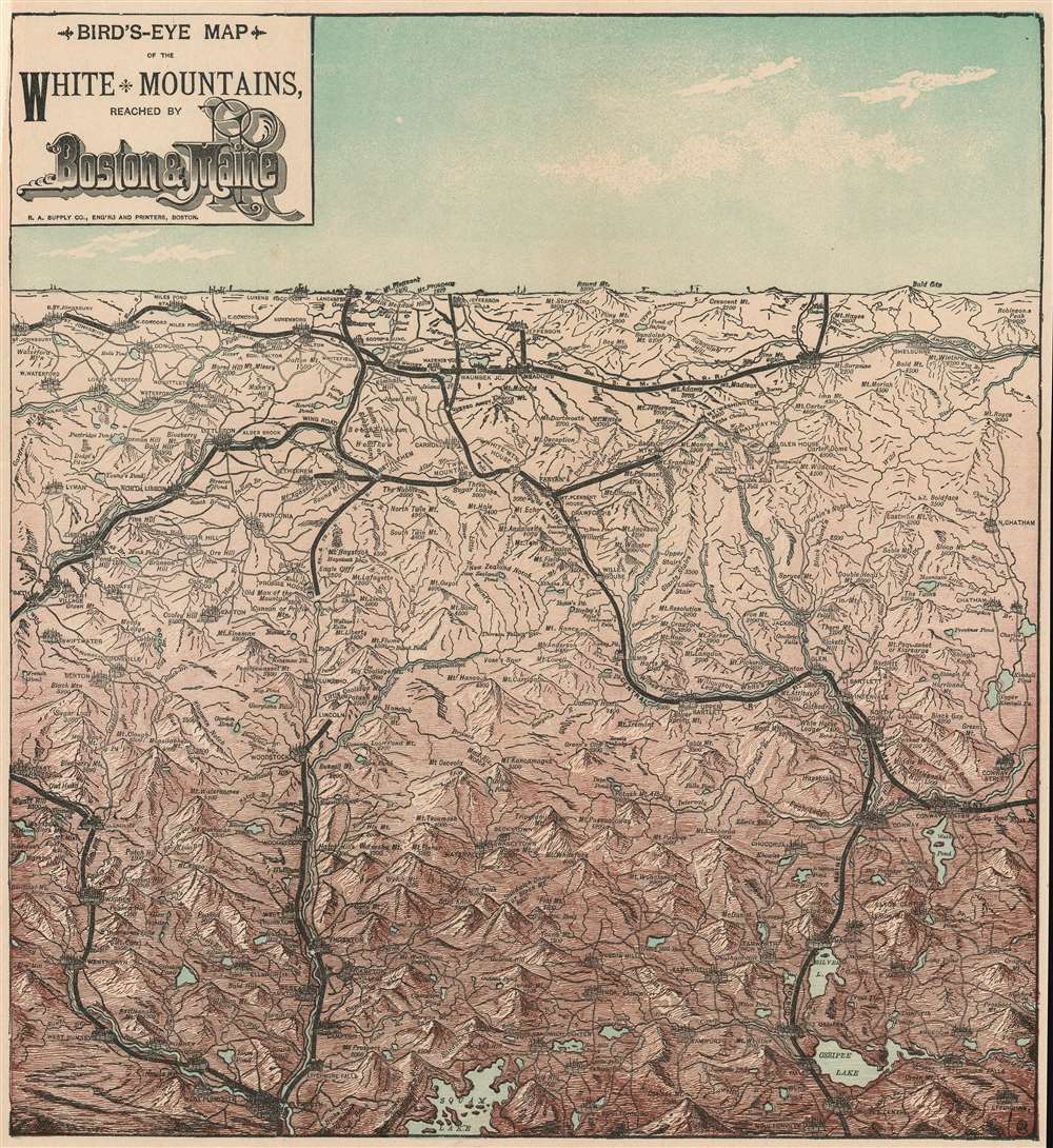 Bird's Eye Map of the White Mountains Reached by Boston and Maine Railroad. - Main View