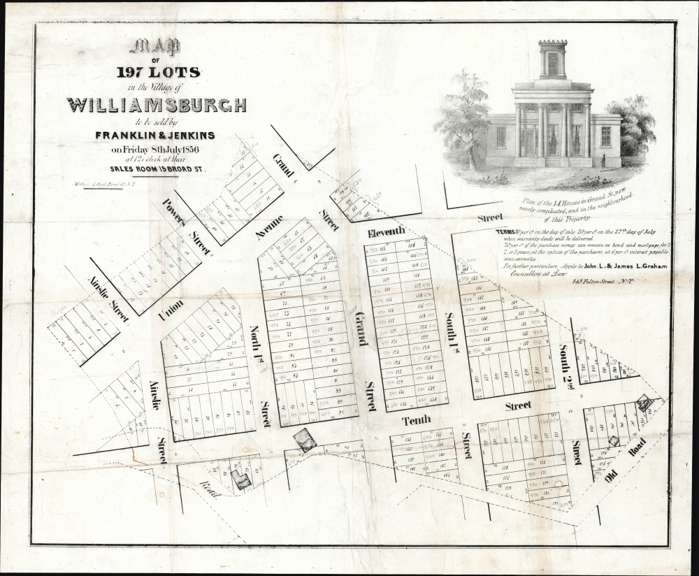 1836 John Stoddard/ Miller and Co. Real Estate Map of Central Williamsburg, New York