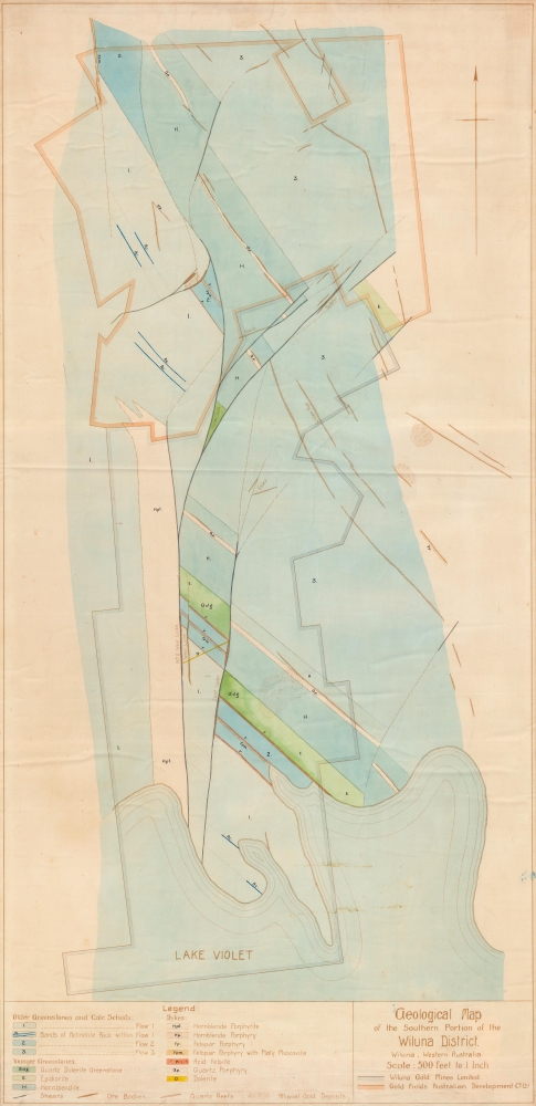 Geological Map of the Southern Portion of the Wiluna District. Wiluna, Western Australia. - Main View