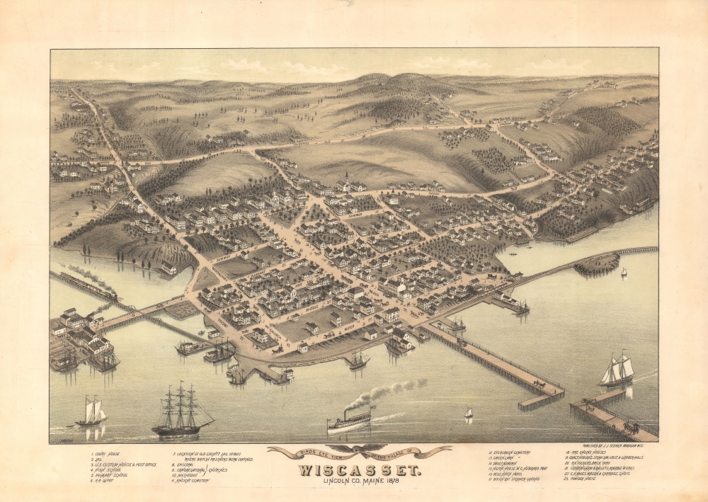 Bird's Eye View of the Village of Wiscasset, Lincoln Co. Maine 1878. - Main View