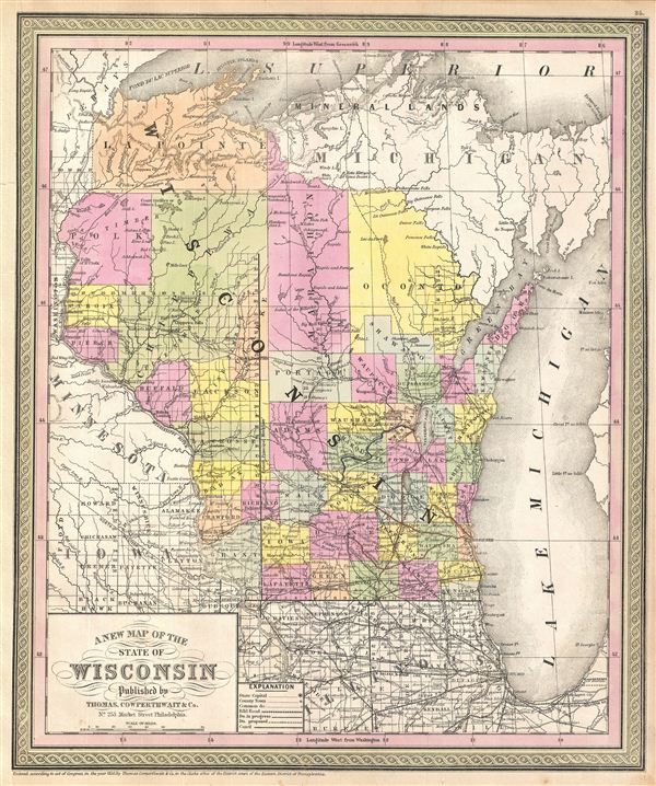 A New Map of the State of Wisconsin. - Main View