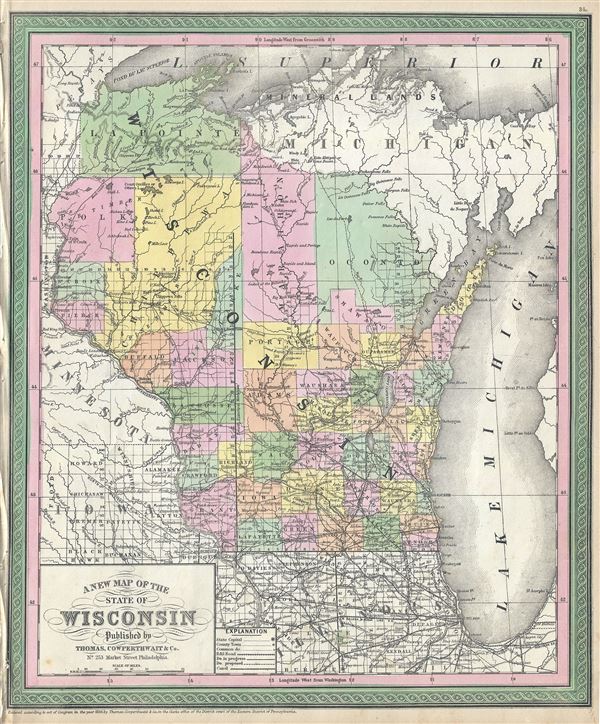 A New Map of the State of Wisconsin. - Main View