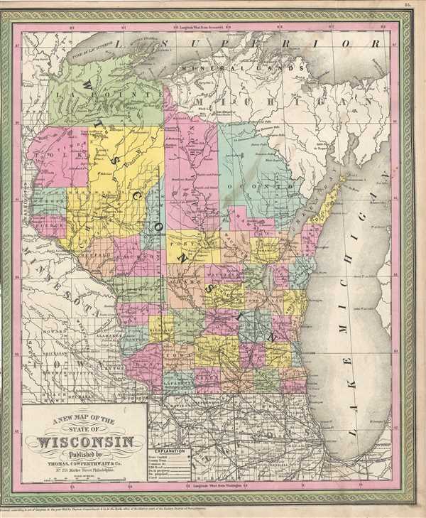 A New Map of the State of Wisconsin. - Main View