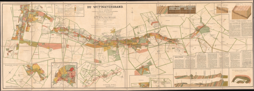 Carte du District Aurifère du Witwatersrand. Transvaal - Afrique du Sud. A'après le cadastre officiel du gouvernement. - Main View