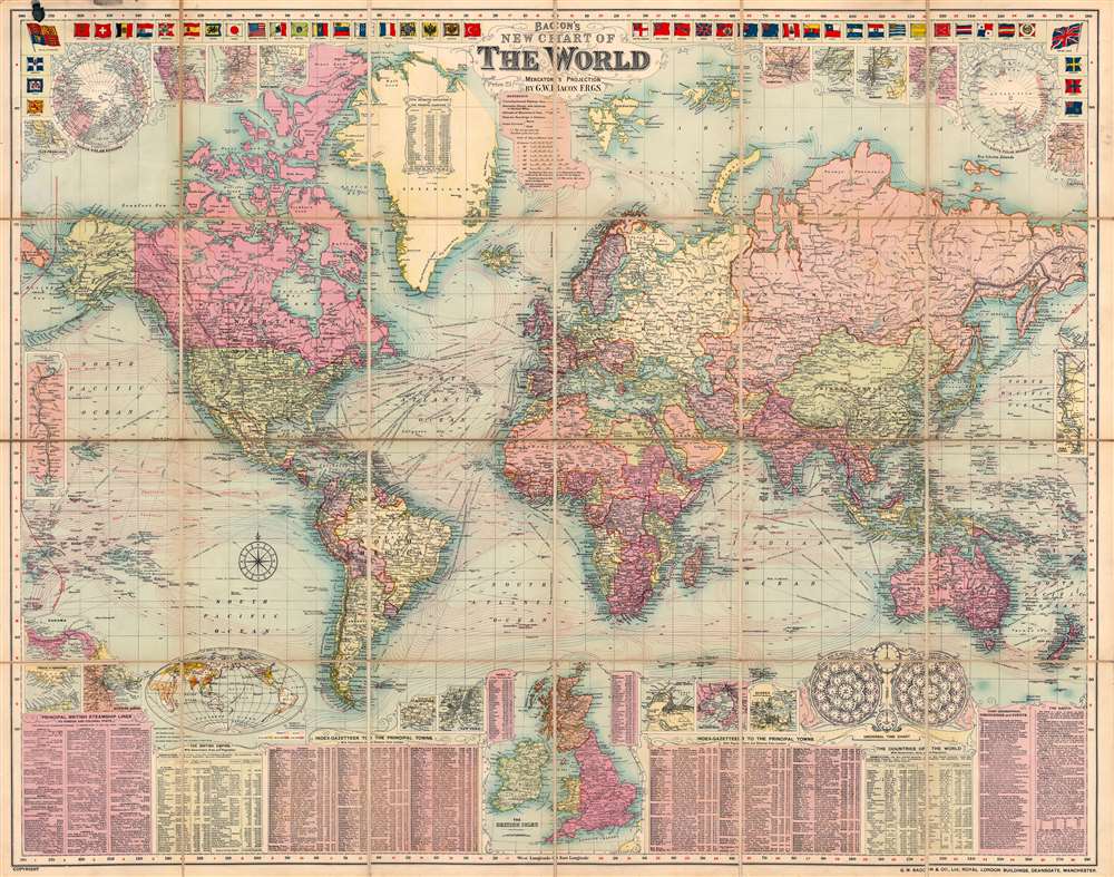 Bacon's New Chart of the World. Mercator's Projection. - Main View