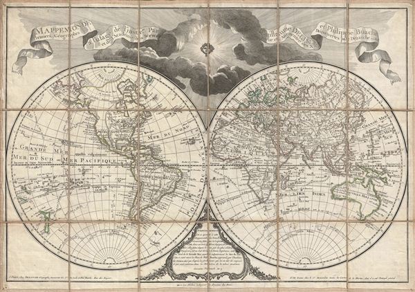 Mappemonde a l'usage de l'Instr.on par Guillaume Delisle et Philippe Buache Premiers Geographes et de l'Academie des Sciences. Revue e Augmentee des Nles. Decouvertes par Dezauche en 1808. - Main View