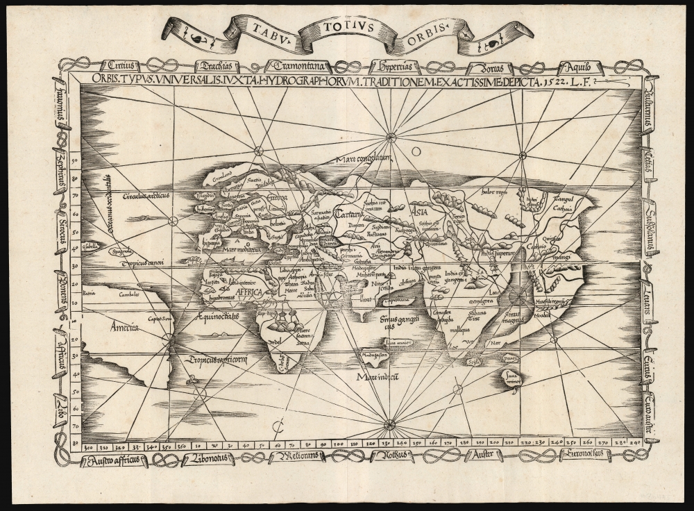 Orbis Typus Universalis Iuxta Hydrographorum Traditionem Exactissime Depicta. 1522 L. F. - Main View