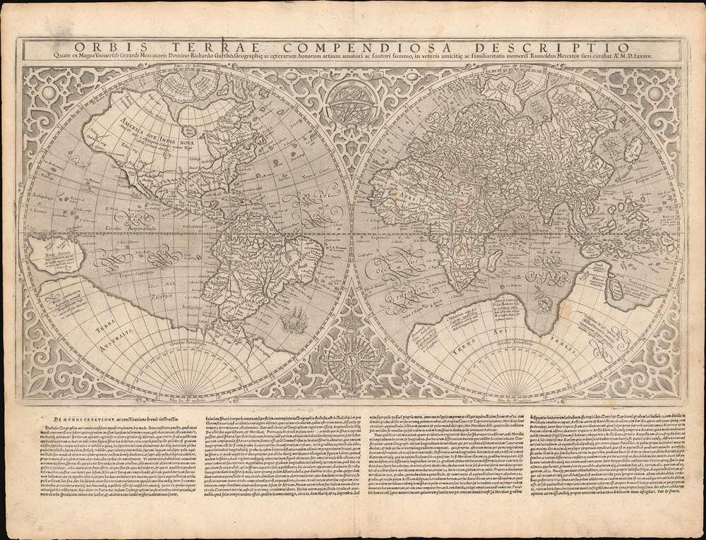 1595 Mercator Map of the World (First Atlas Edition)