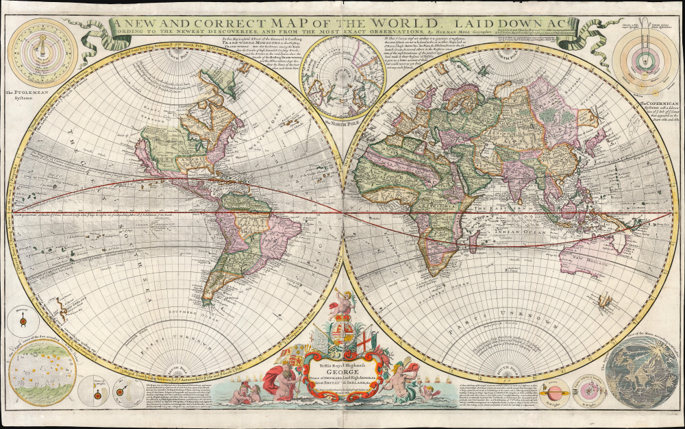 1709 / 1726 Herman Moll Map of the World