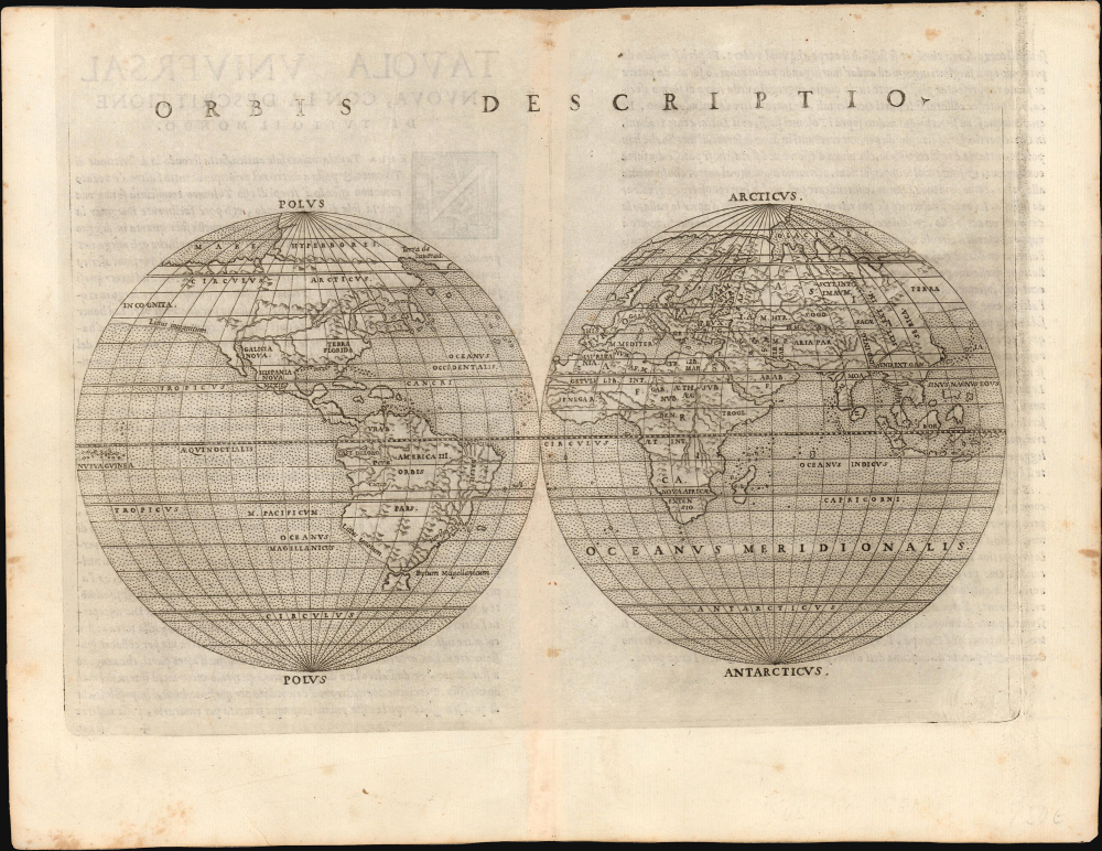 1561 Ruscelli Double-Hemisphere Map of the World