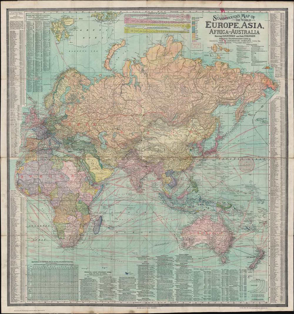 Scarborough's Map of the World North America and South America Shewing Countries and their Colonies Principal Transportation Lines etc. / Scarborough's Map of the World Eruope, Asia, Africa and Australia Shewing Countries and their Colonies Principal Transportation Lines etc. - Alternate View 2