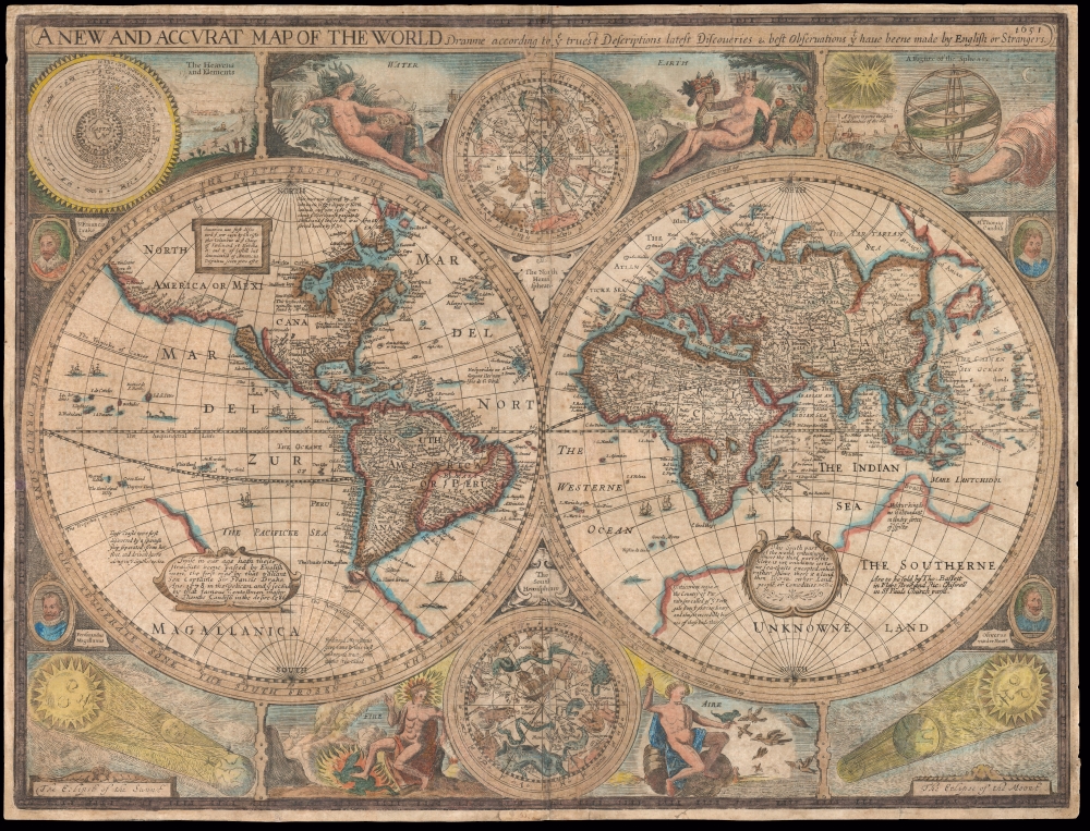 A New and Accurat Map of the World Drawne according to ye truest Descriptions latest Discoveries and best Observations yt have beene made by English or Strangers. - Main View