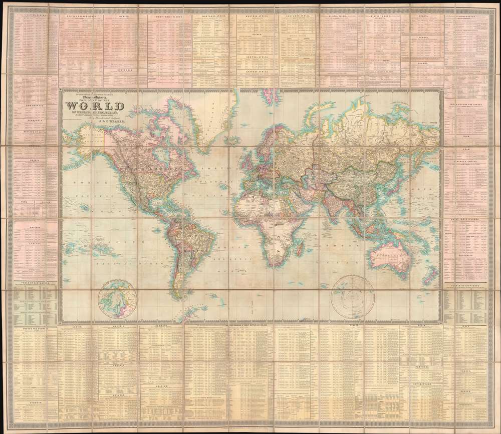 To Her Most Gracious Majesty Queen Victoria, This Map of the World on Mercator's Projection, is most respectfully  dedicated, by Her devoted Subjects J. and C. Walker. - Main View