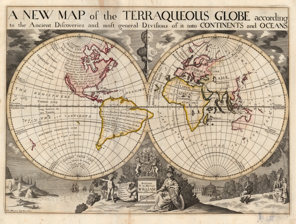 A New Map of the Terraqueous Globe according to the Ancient Discoveries and most general Divisions of it into Continents and Oceans. - Main View