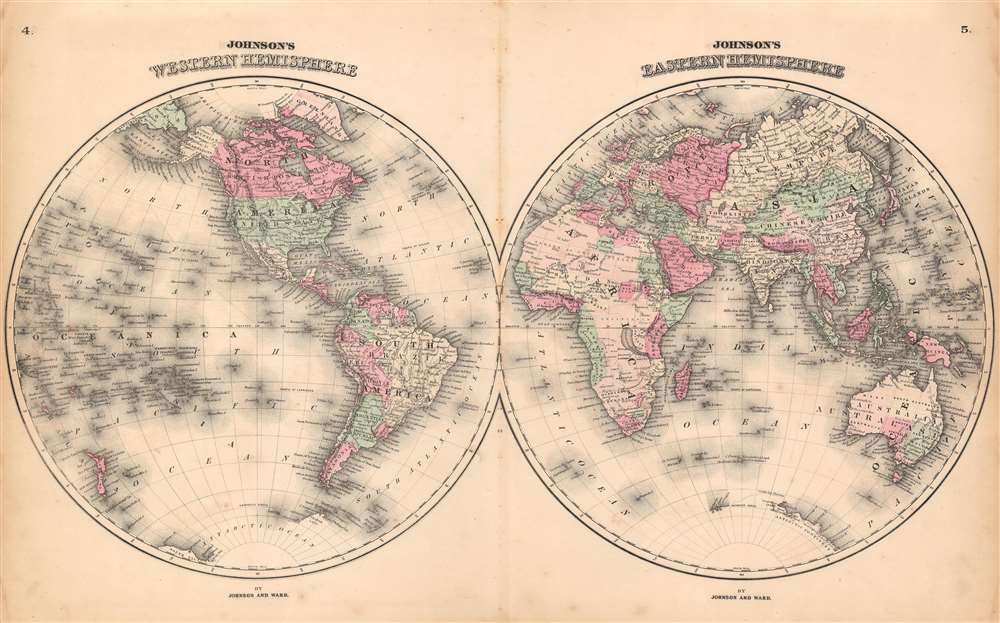 Johnson's Western Hemisphere.  Johnson's Eastern Hemisphere. - Main View