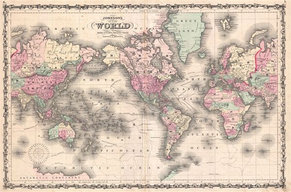 Johnson's Map of the World on Mercator's Projection. - Main View