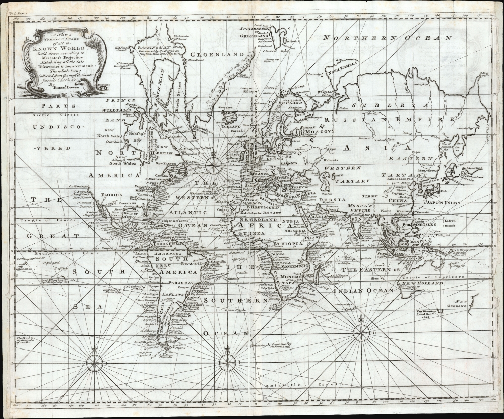 A New and Correct Chart of all the Known World Laid down according to Mercator's Projection. - Main View