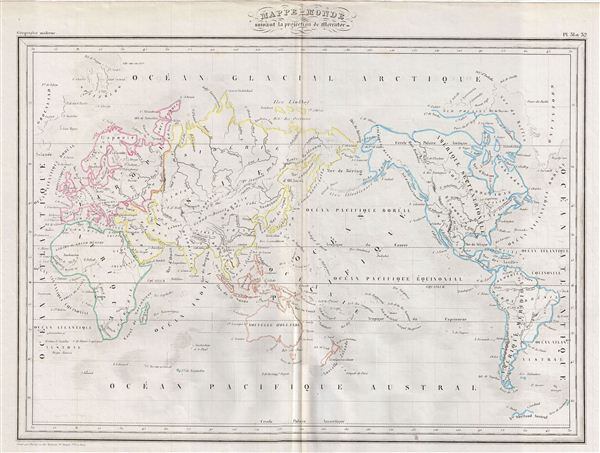 1843 Malte-Brun Map of the World on Mercator's Projection